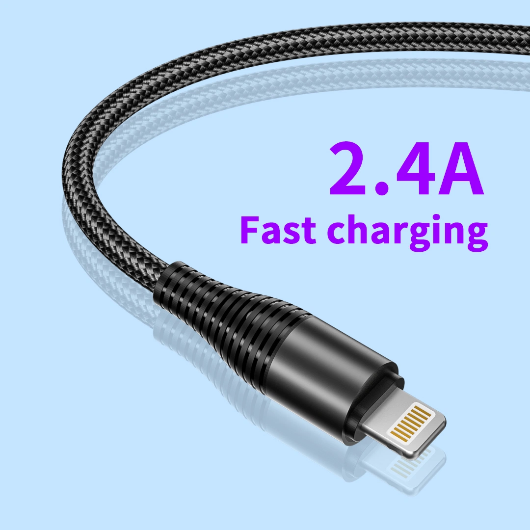 Nylon Braided Flex Line Data Cable Mobile Phone Charging USB Cable for Lightning Cable