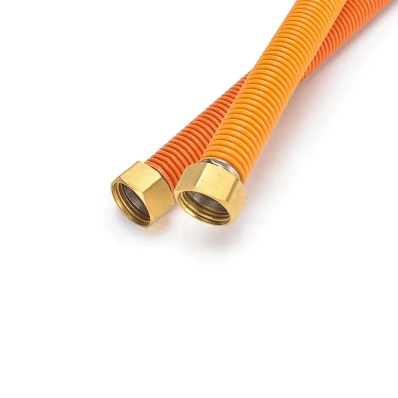 Tuyau flexible ondulé en acier inoxydable pour gaz orange de cuisinière