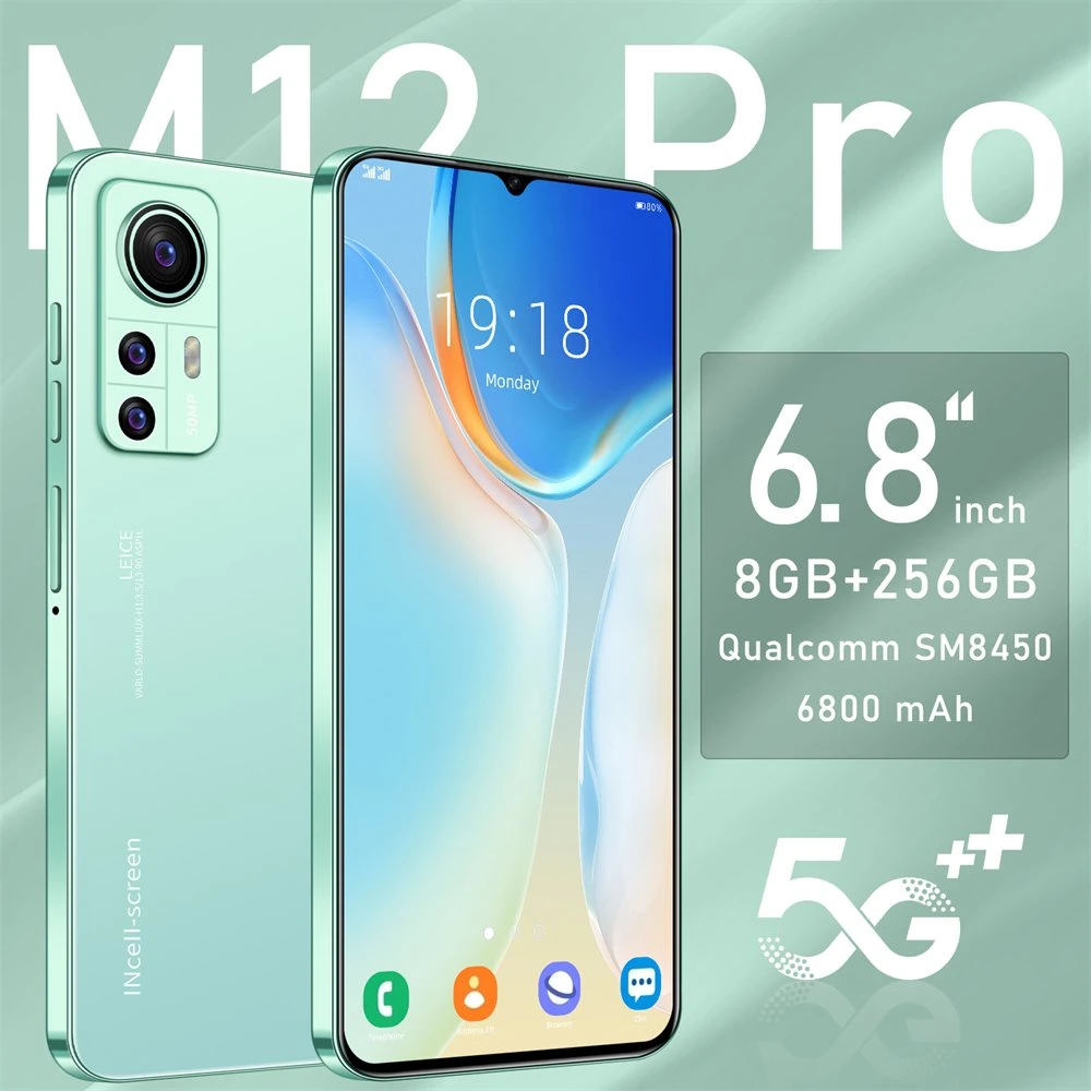 Original Hot Sale Brand New Smart Mobile Phone Model M12 PRO, 8GB 256GB, 16GB 1tb, 12GB 512GB Android Smart Phone, OEM/ODM Ready in Stock