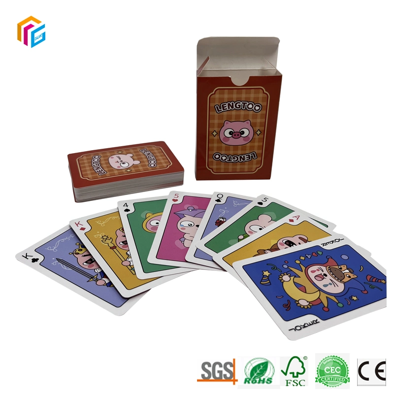 Custom Design Printing Board Game Gold Foil carimbar tamanho de Poker Cartões de reprodução de papel com efeito de linho preto