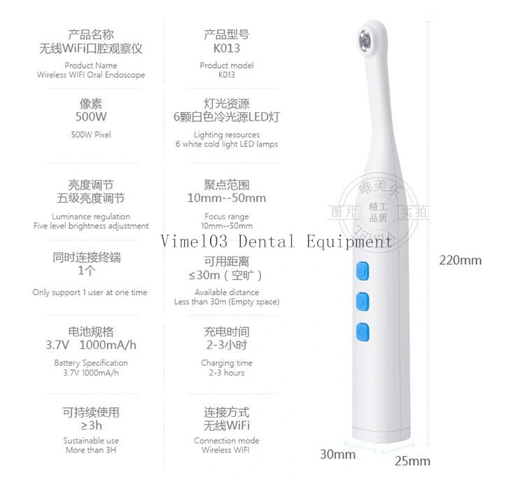 Dental Equipment Wireless WiFi Oral Dental Intraoral Camera 6 LEDs 500mega Pixels