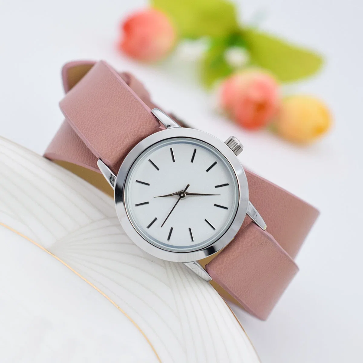 Two Laps Leather Strap Leather Watch Fashion Promotion Watch Factory OEM Watch Stock Watch