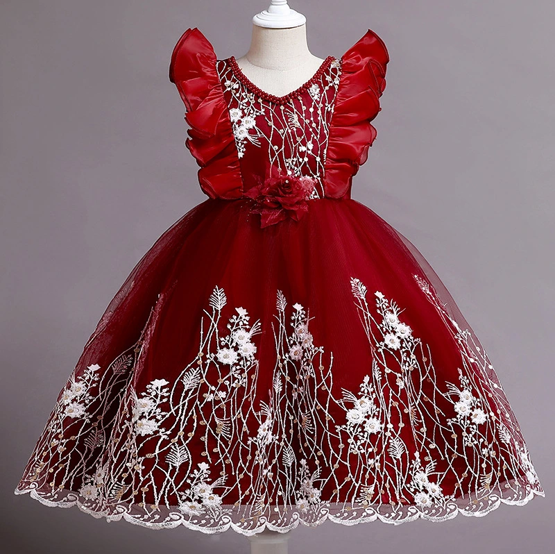 Baby Clothes Fluffy Party Dress Ball Gown Stringy Selvedge Lace Children Apparel China Wholesale/Supplier