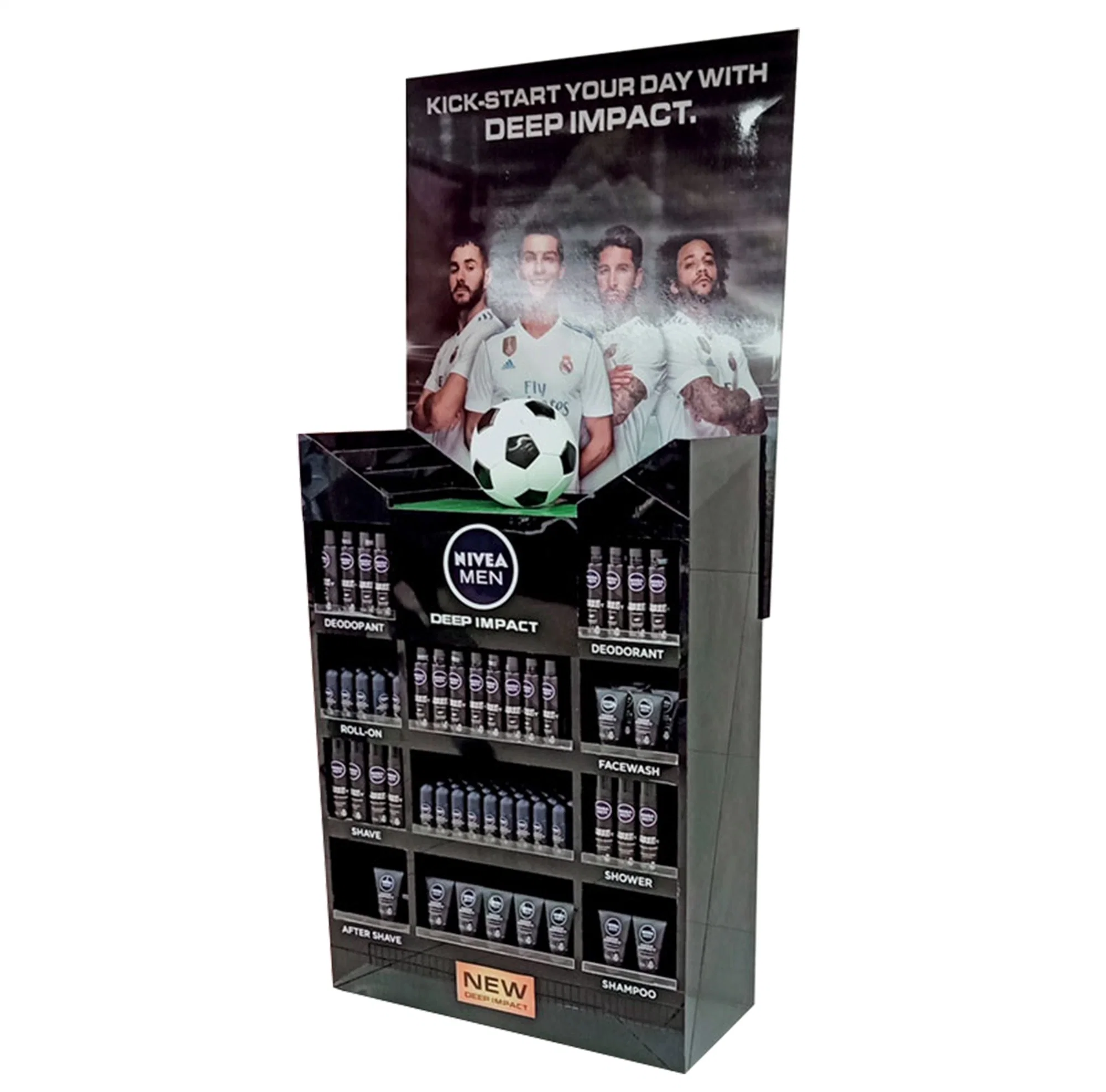 Single Wall Recycle Cardboard Floor Display Stands for Light Weight Products Retail