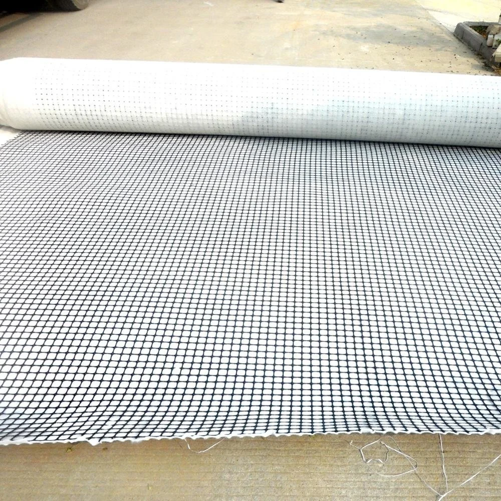 High quality/High cost performance  Fiberglass Geogrid Composite Geotextile Reinforcement Drainage Fabric Price 150kn 200kn