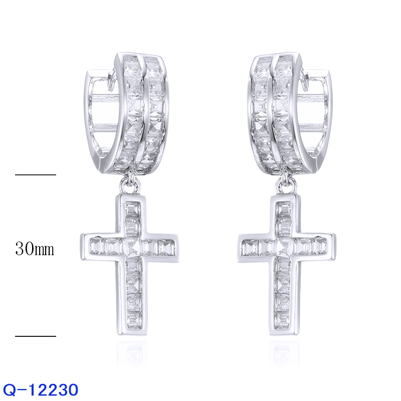 Mode bijoux de cuivre 925 Sterling Silver CZ Dangle Drop Earrings pour les femmes