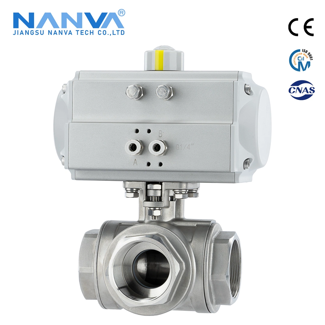 Nanva Pneumatic Stainless Steel Industrial-Grade Three-Way Ball Valve with Internal Thread Gland Type Q615f-16p6