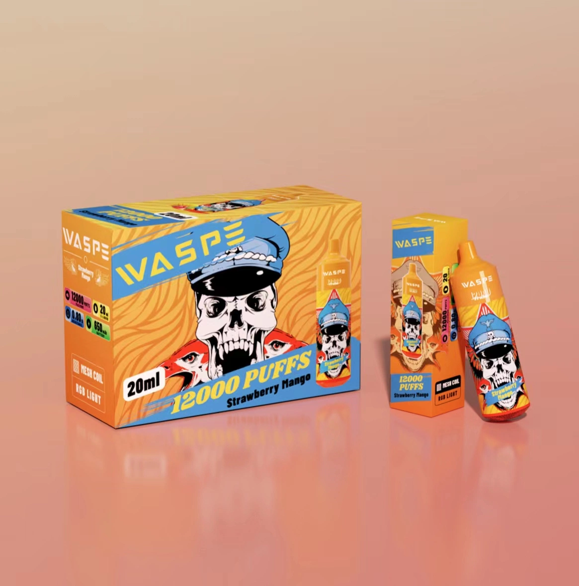 Waspe Monster 12000bouffées lumière RVB Big Puff Vape jetables de gros appareil Pod