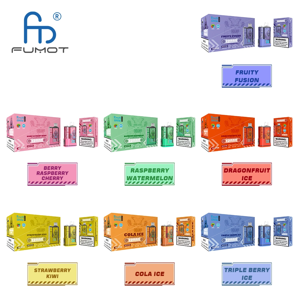 Original Fumot Crystal 12000 Puffs Digital Box E Cigarette Rechargeable Display Screen Randm Disposable/Chargeable Vape