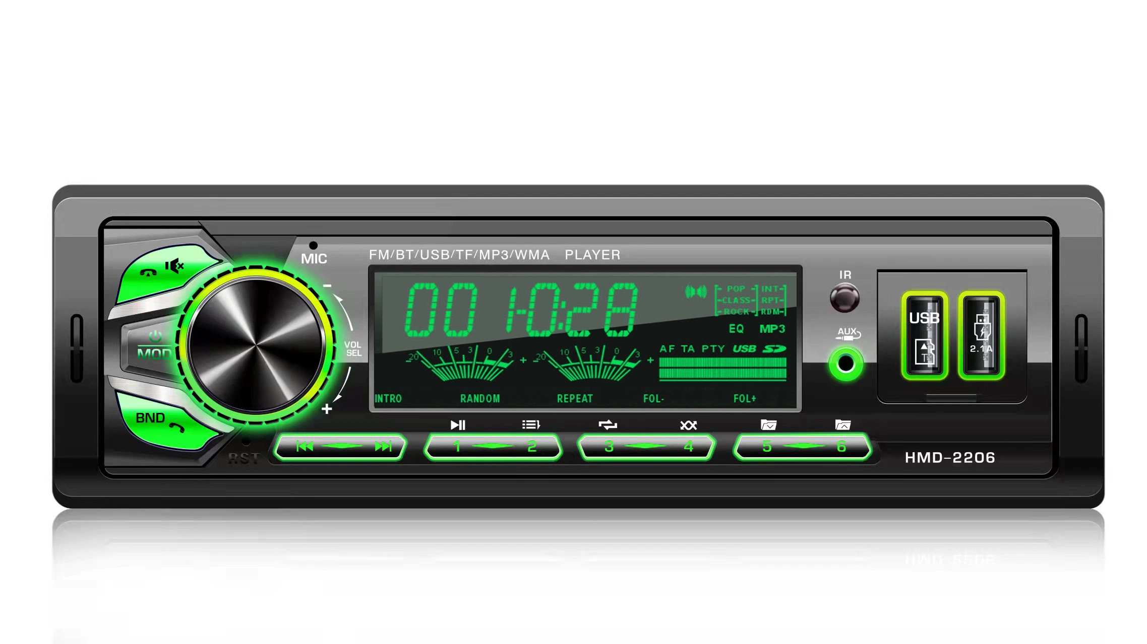 Alquiler de accesorios de audio FM Ttransmitter Reproductor de mp3 Pantalla LCD con Bluetooth USB SD