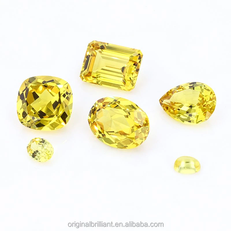 Starsgem for Jewelry Making 3CT Man Made Lab Created 8*8mm 8mm Cushion Cut Yellow Sapphire