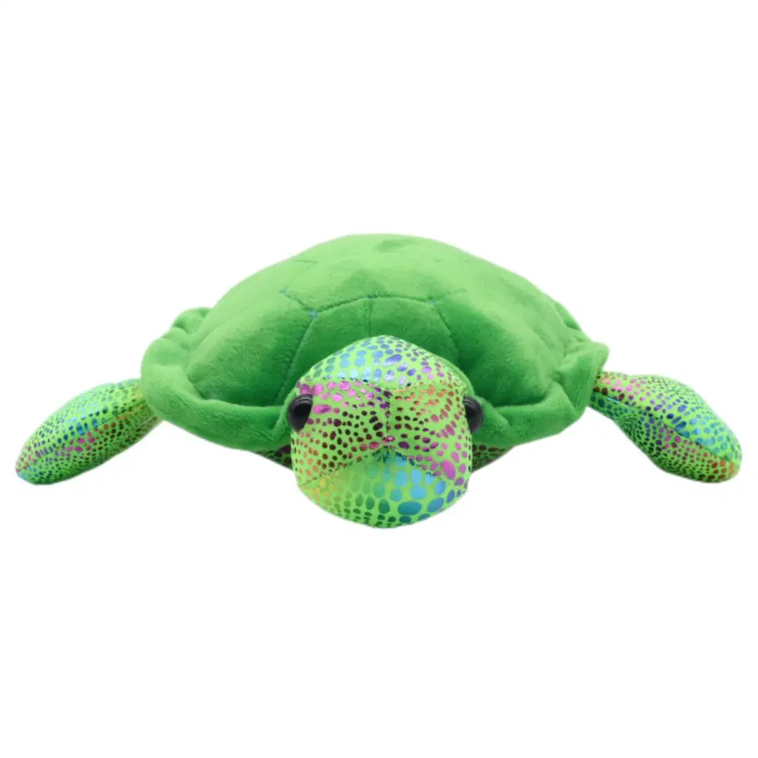 Custom 12" Kids Plush Turtle Toys Soft Tortoise Children Gift Green Stuff Animal Sparkly Sea Turtle with Black Eyes Baby Toy