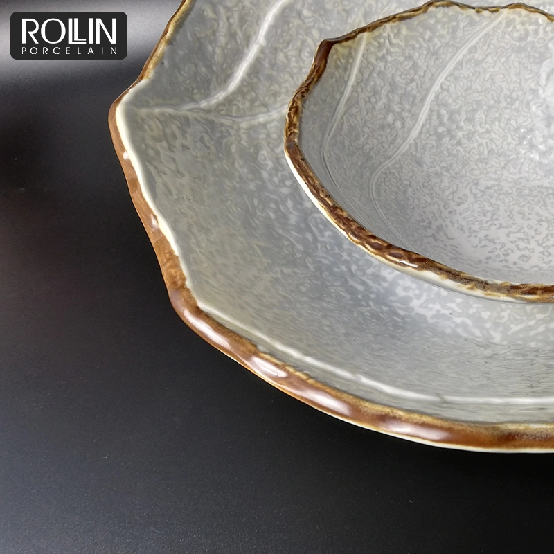 Restaurant Unique Design Porcelain Bowls Customized Color Salad Bowls Serving Bowls