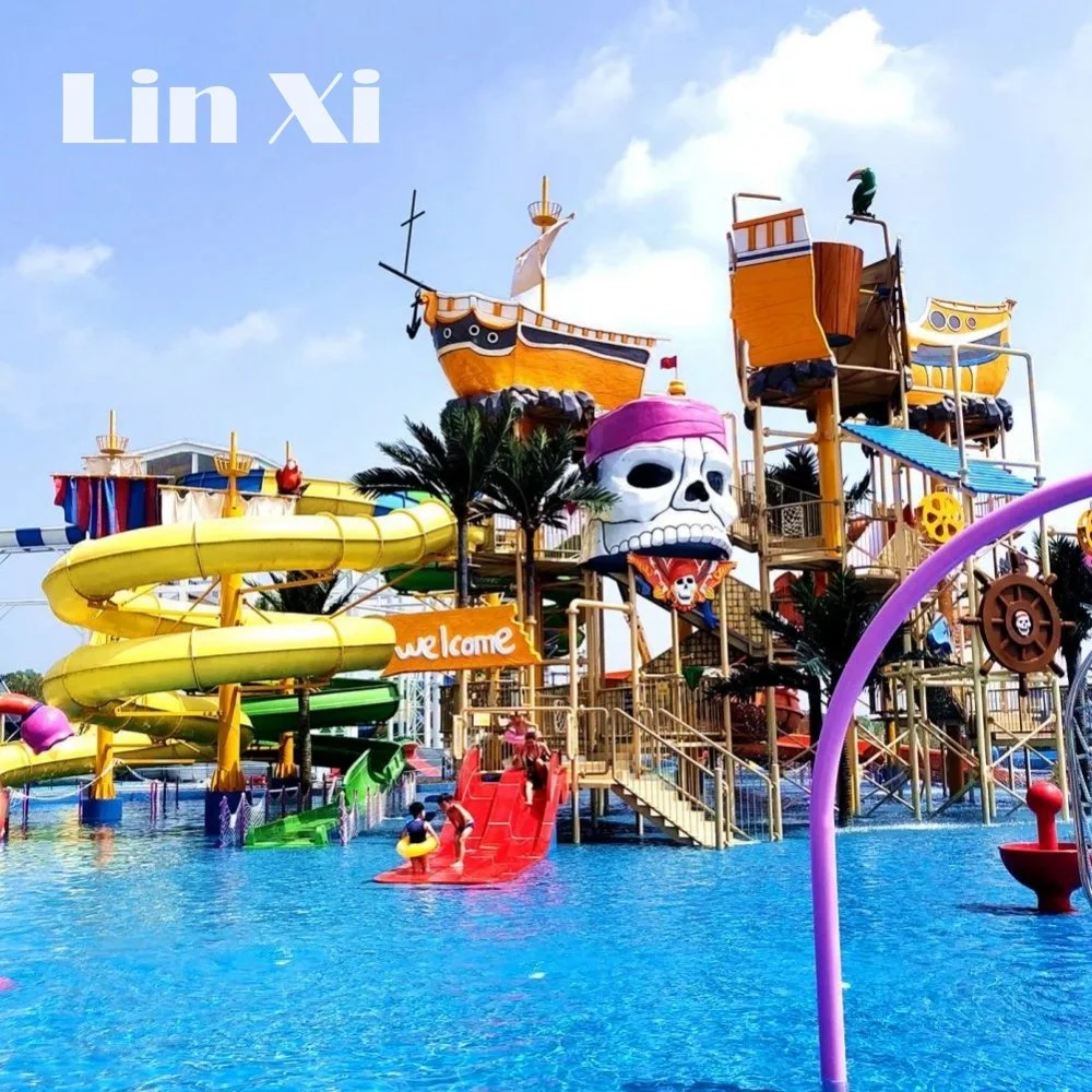 Adult Water Park Fiberglass Pirate Ship Slide Large Children's Amusement Park Sports Equipment 07s