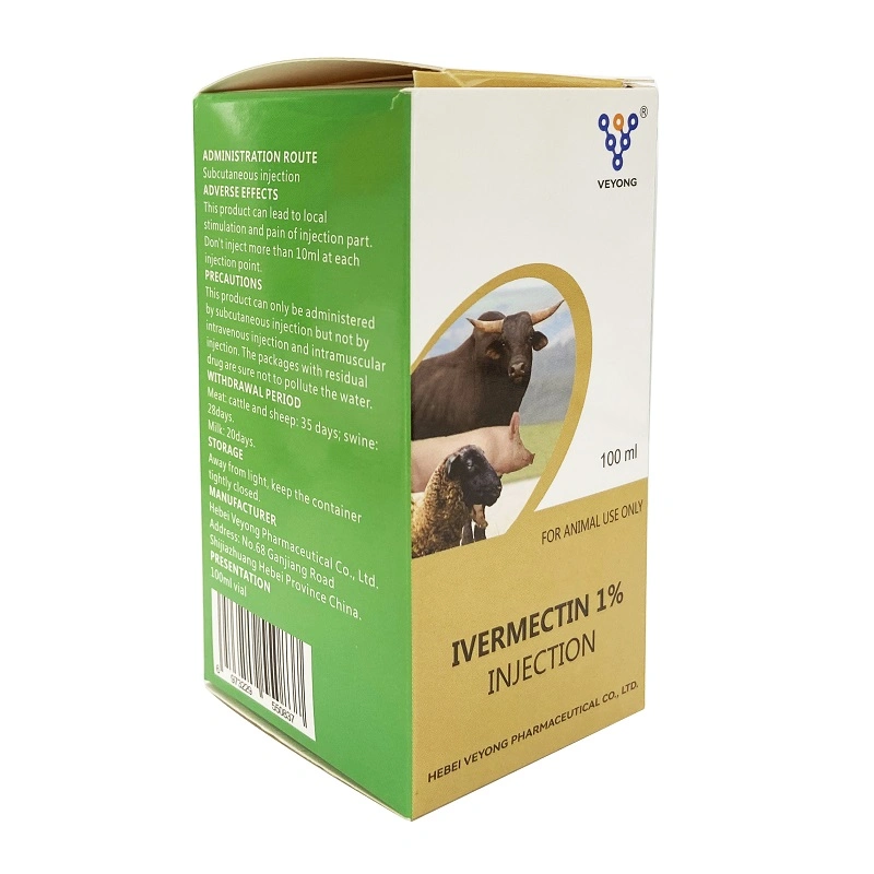 Veterinärmedizin Ivermectin Injektion 1% 100ml Plastikflasche 50ml Ivermectin Lösung für Injektion von FDA Factory