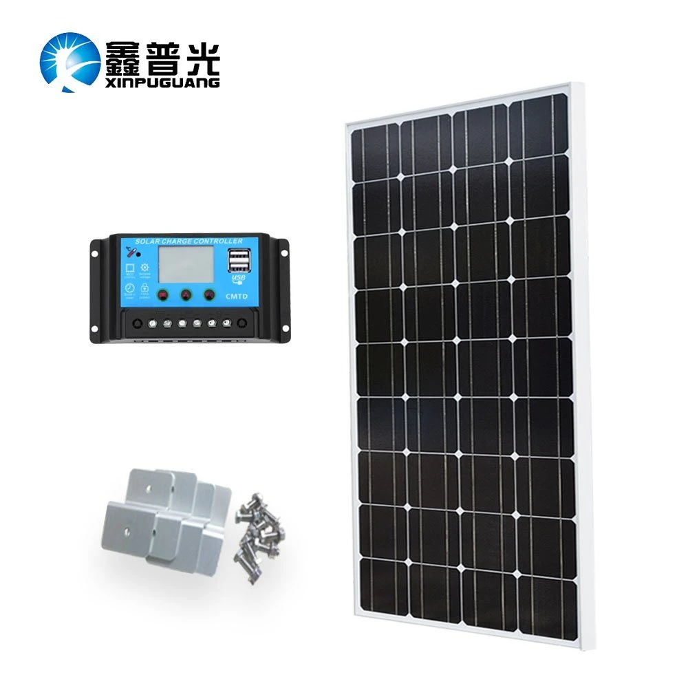 Solarparts 100W 18V 1175*530*25mm Mono Glass Solar Panel with Controller and Bracket