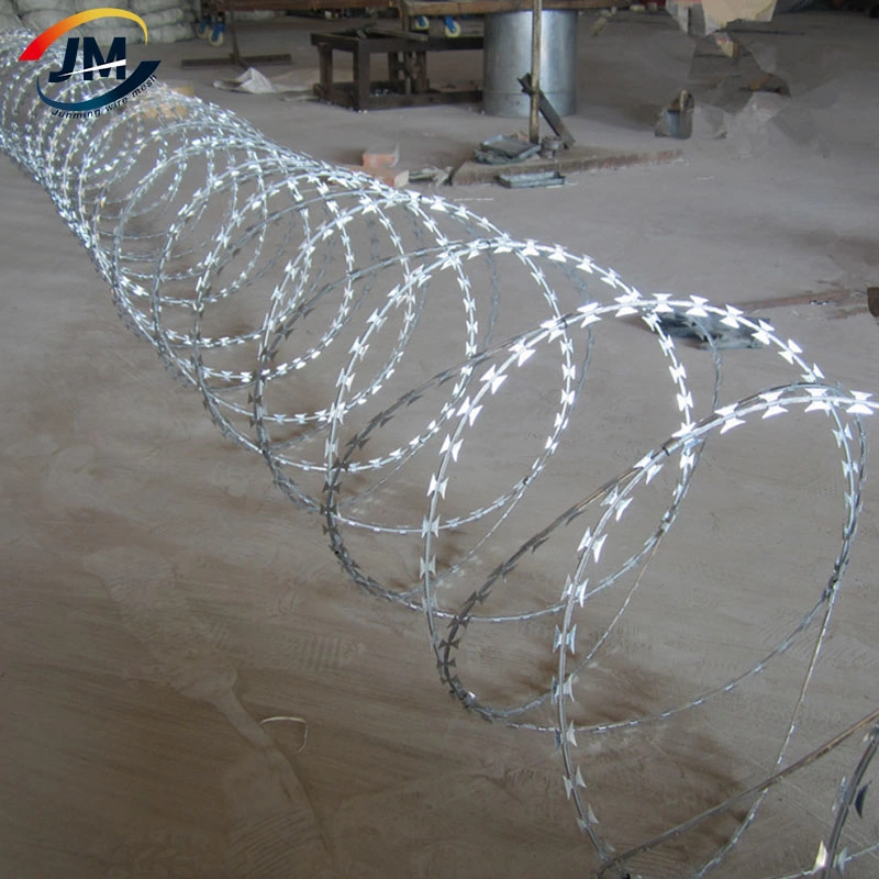 High Safety Building Barrier Hot Dipped Galvanized Razor Blade Concertina Anti-Climb Barbed Fence Wire Mesh