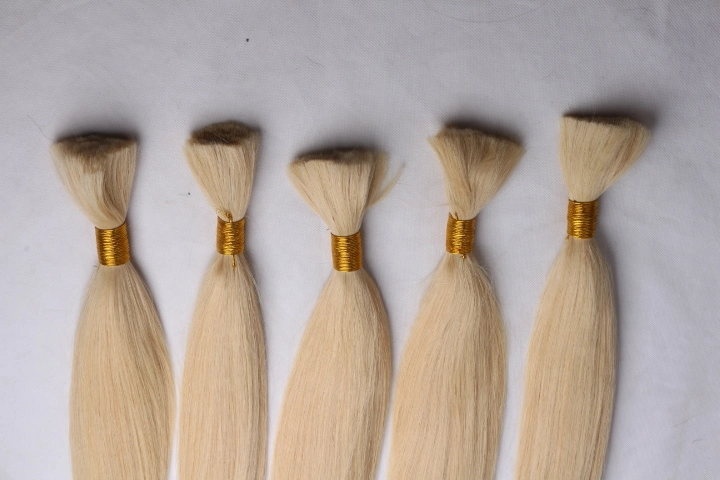 Double Drawn Blonde Afro Kinky Human Bulk Hair for Wig Making, Wholesale/Supplier Buy Bulk Hair Extensions, Cheap 7A Raw Indian Hair Bulk