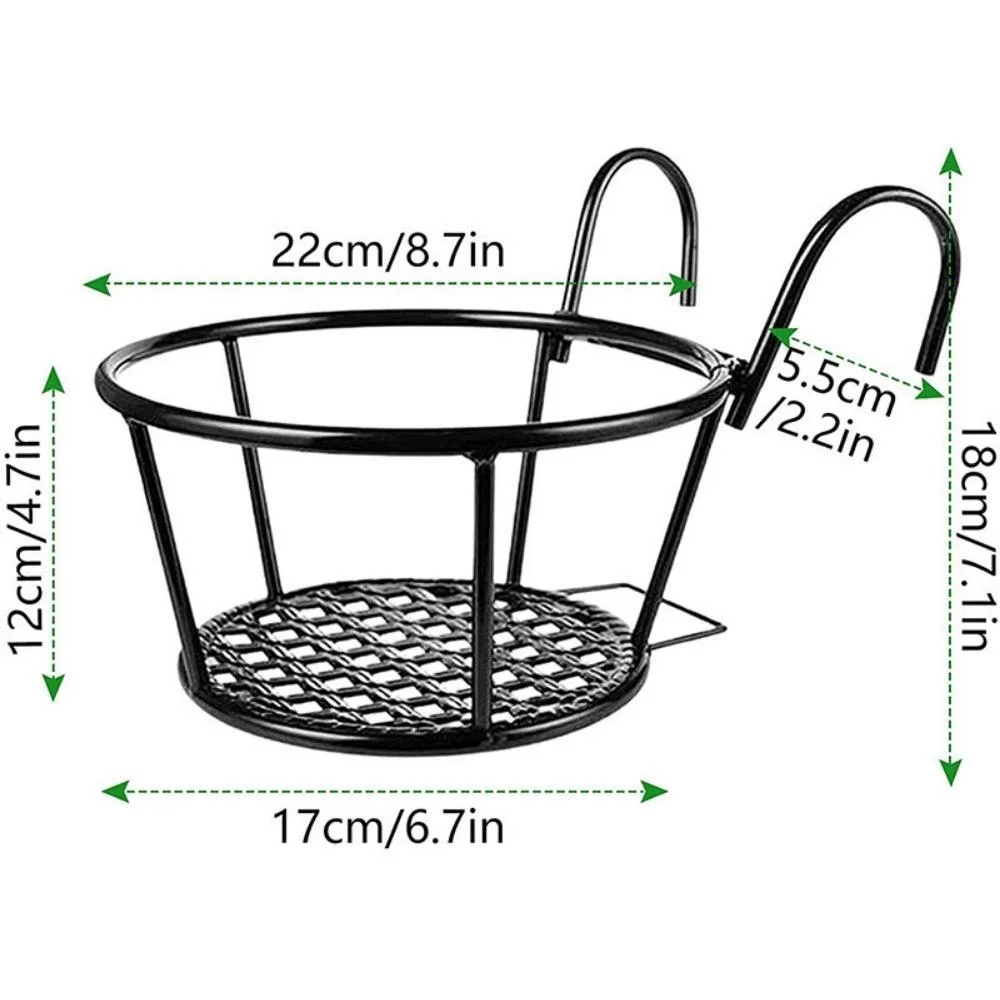 Iron Art Hanging Basket Plant Holder Stand Flower Pot Hanger Rail Planter for Indoor Outdoor Patio Balcony Porch and Fence Wyz19878