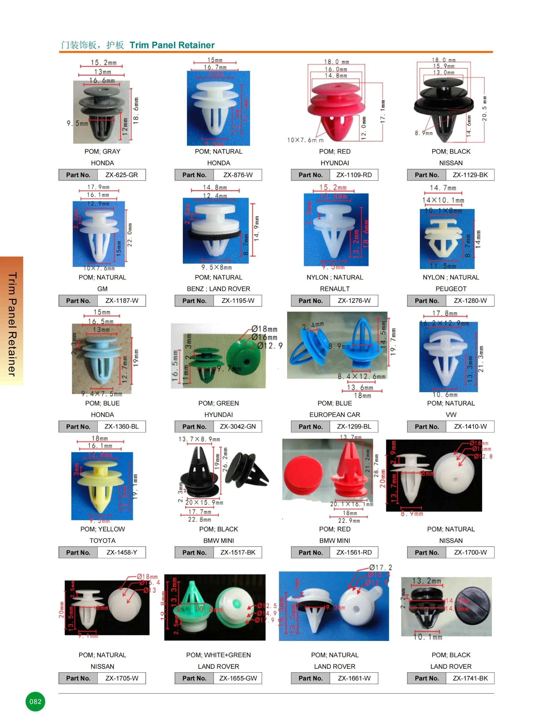 Un alto rendimiento de carrocerías de plástico/metal/Nylon/POM/PP Remache Auto/Tuercas/tornillos/tornillos/Árbol Clips/parachoques elásticos de retención tipo Push Pic fijaciones