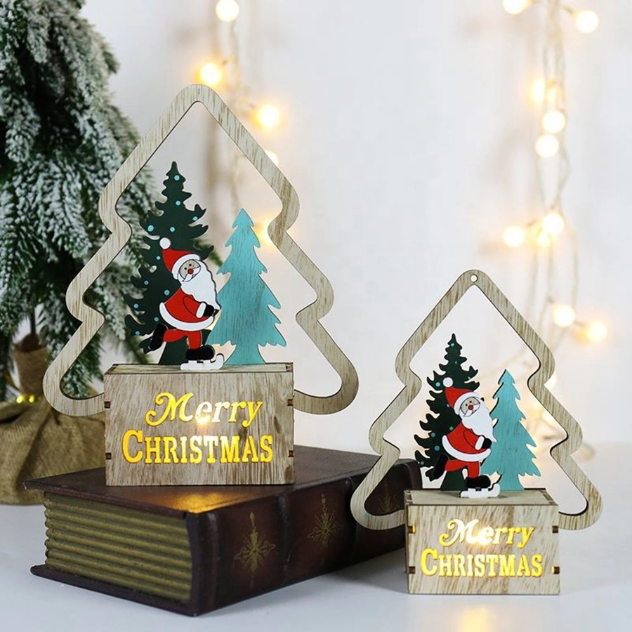 Creative Christmas Gifts Christmas Decorations Wooden Christmas Tree LED Light Cabin