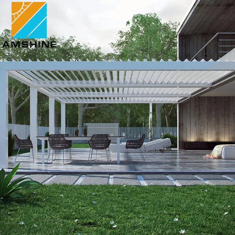 Garden Patio Furniture Modern Louver Roof Rainproof Outdoor Living Space Motorized Gazebo Aluminum Pergola Shutter Outdoor Furniture for Veranda