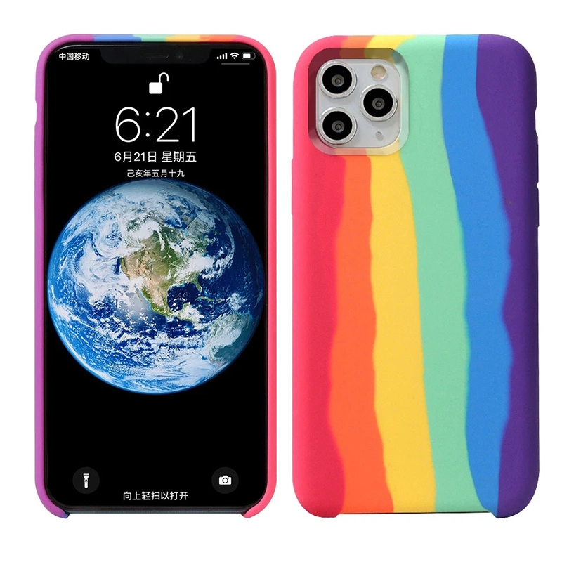 High quality/High cost performance  Rainbow Liquid Silicone Phone Case for iPhone 12 11 PRO Max TPU Case