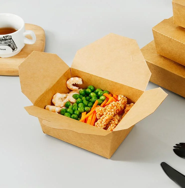 Hiro Biodegradable Lunch Container Food Tray Take out Container Takeway Kraft Paper Food Box