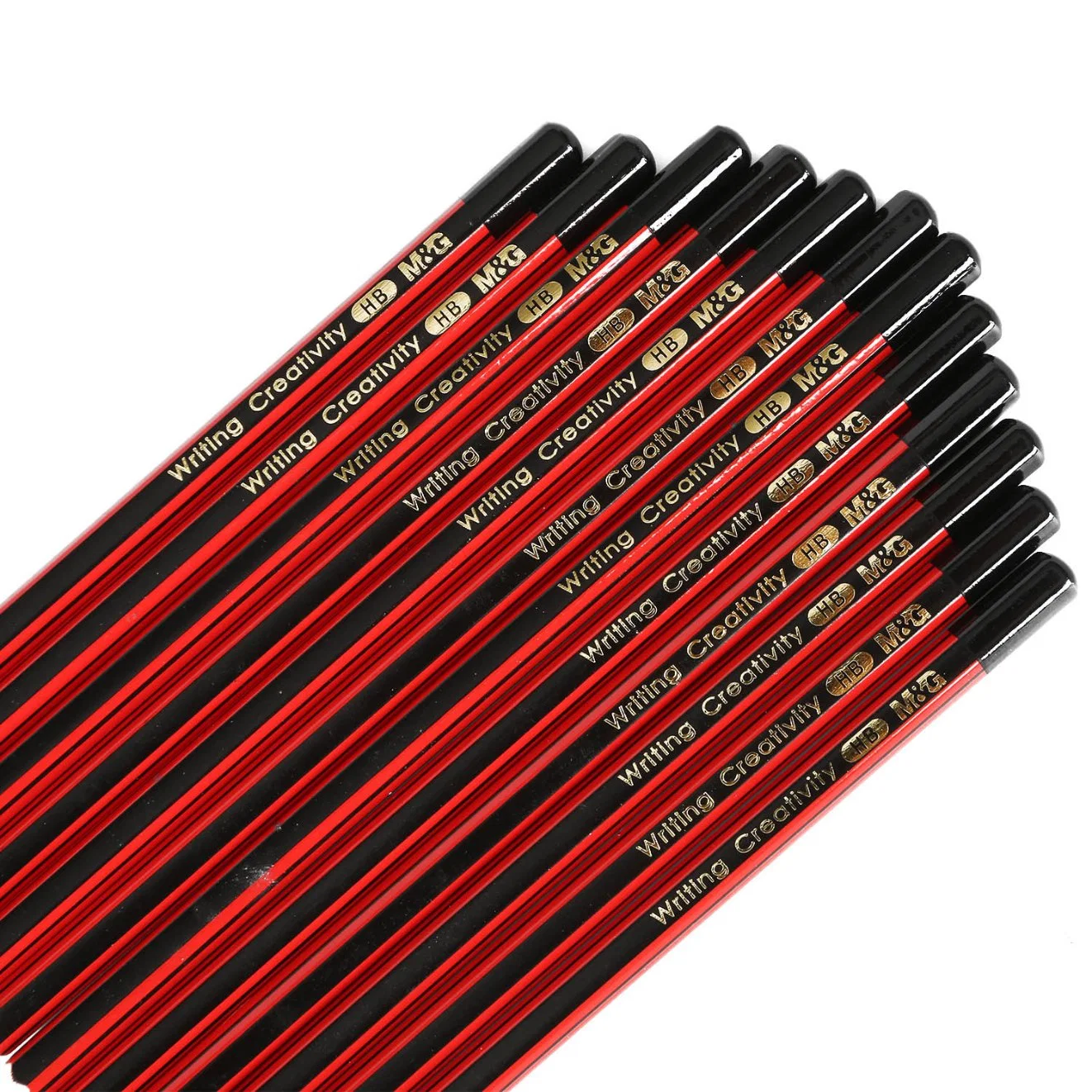 Standard Custom Logo Wooden Black and Red Hb Pencil Without Eraser