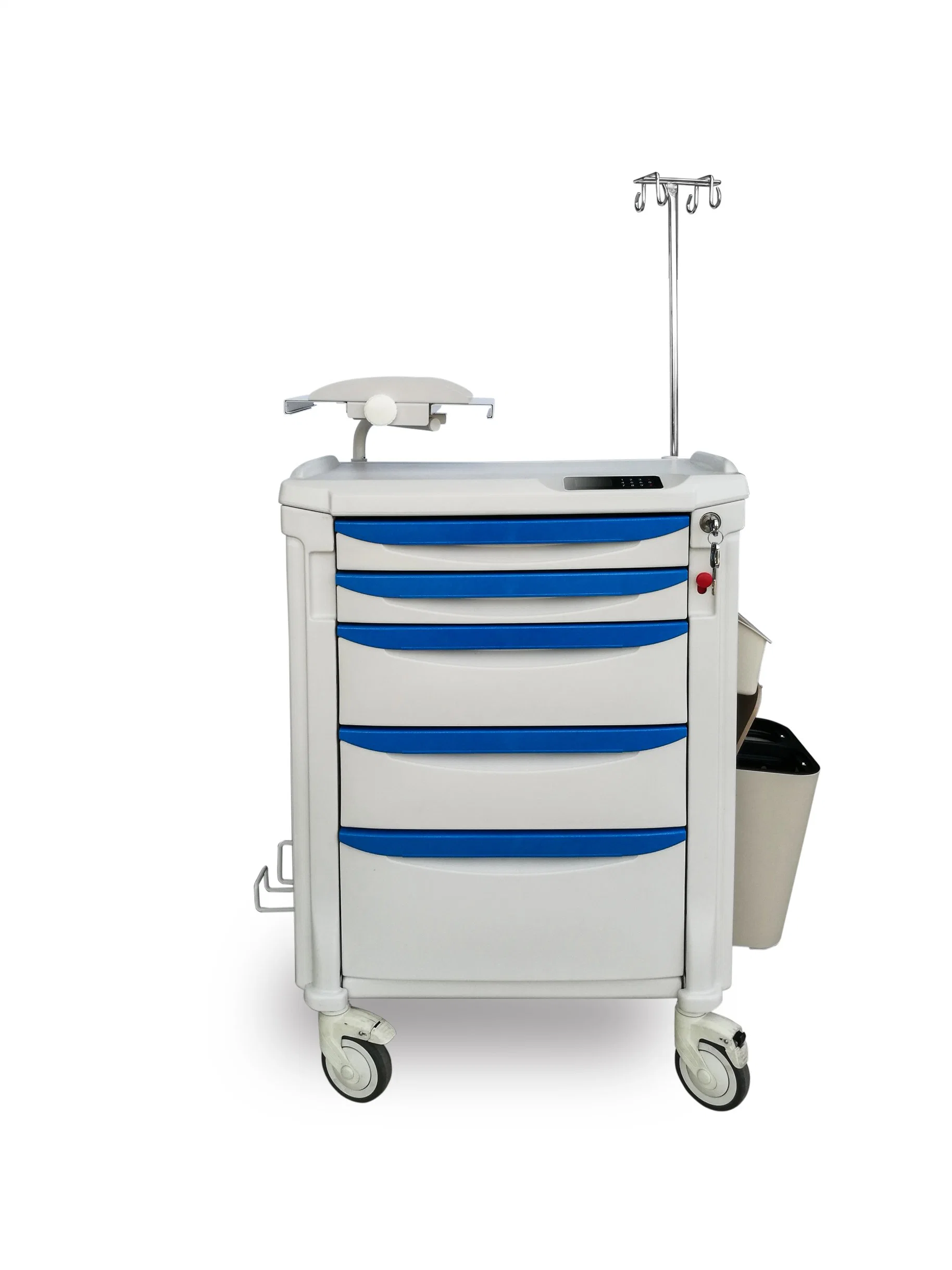 Plastic HDPE Medical Crash Cart Hospital Trolley