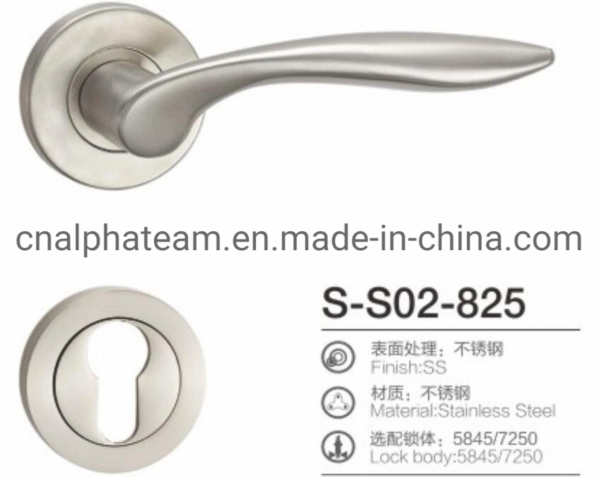 Fashion Stainless Steel Casting Door Handle Hardware on Round Rosette with Lower Escutcheon