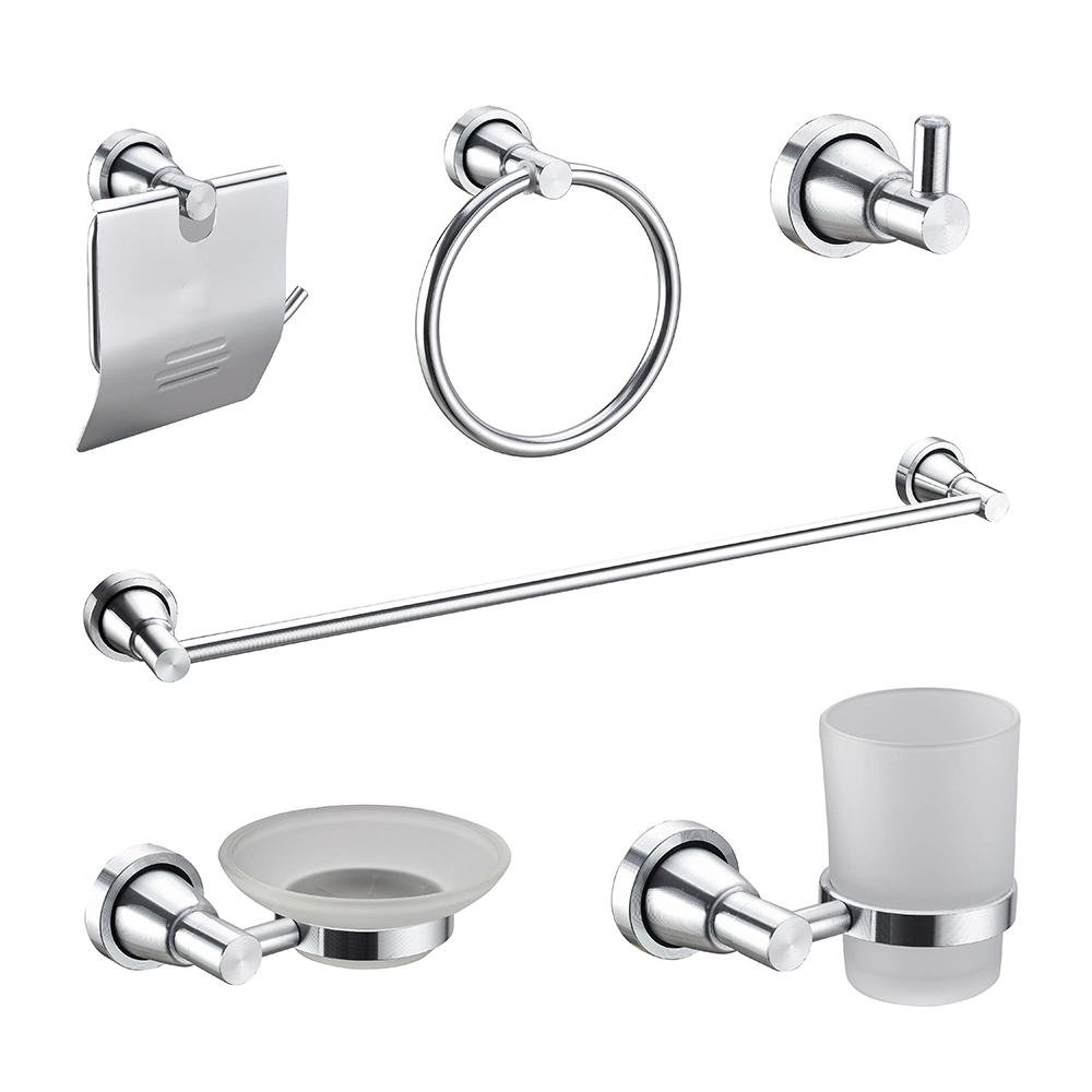 Hot Selling Square Bath Set Hotel Toilet Bathroom Accessories 6 Pieces Sets Hardware Aluminum and Fittings