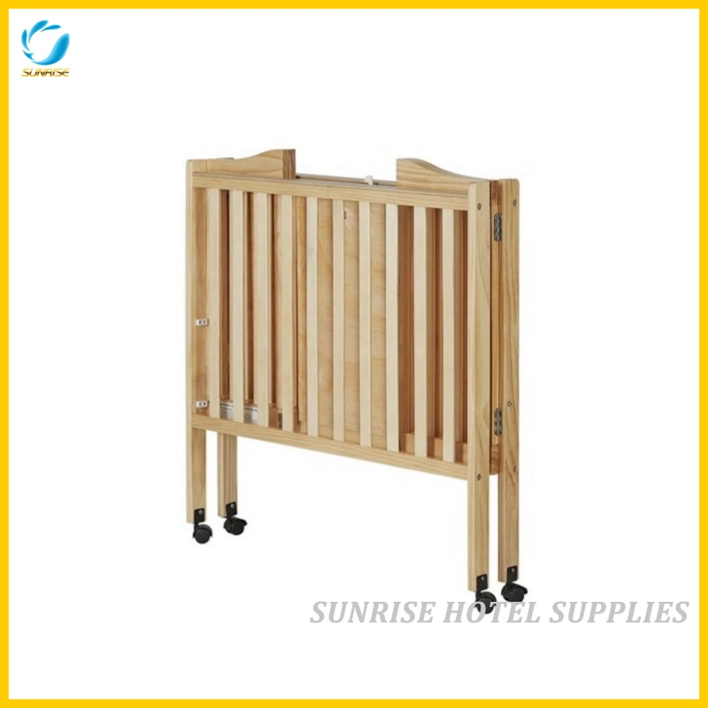 Safety Folding Wooden Baby Crib for Hotel