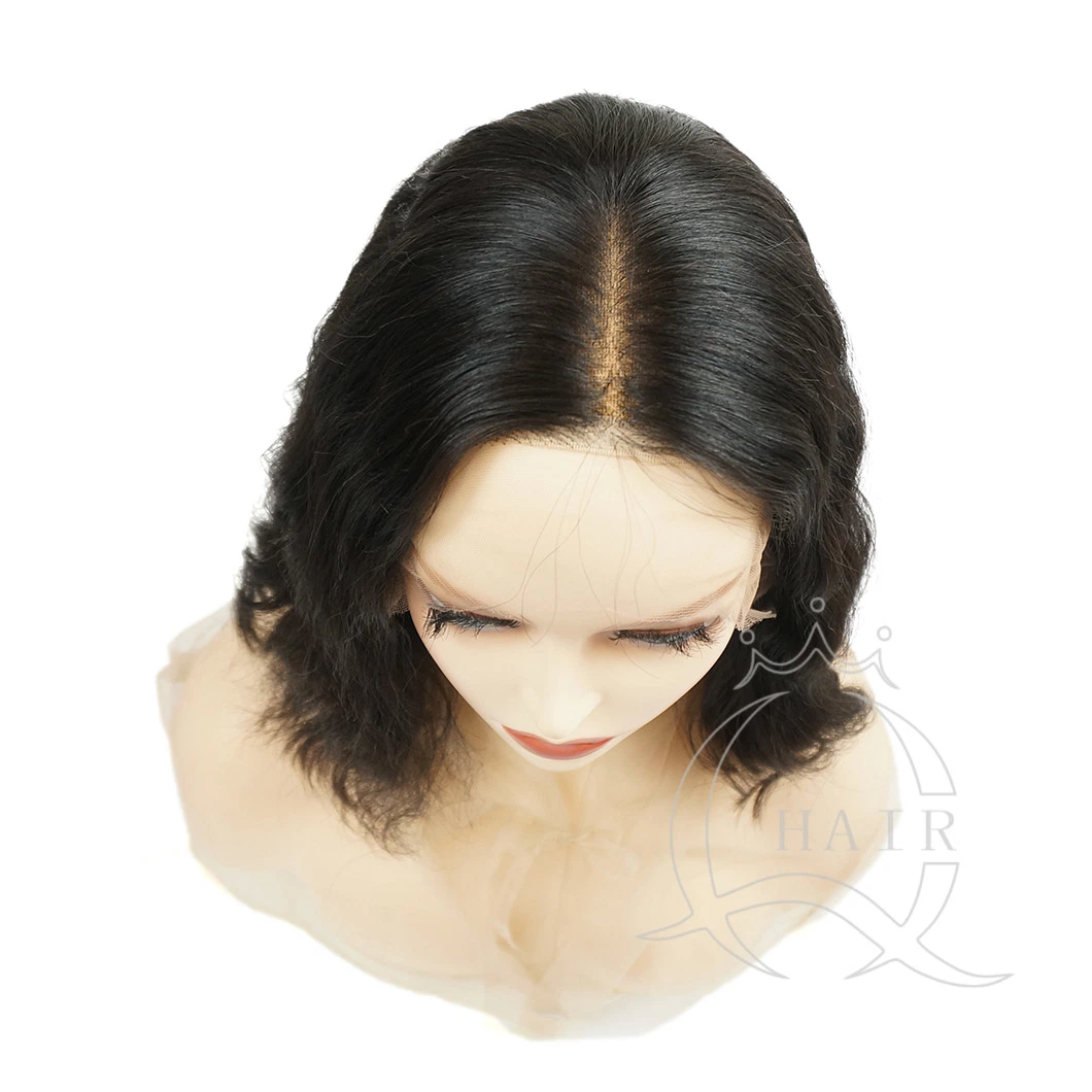 China Wig Factory Wholesale/Supplier High quality/High cost performance Virgin Hair Natural Black Color Swiss Lace Top Wigs for Medical or Beauty Use