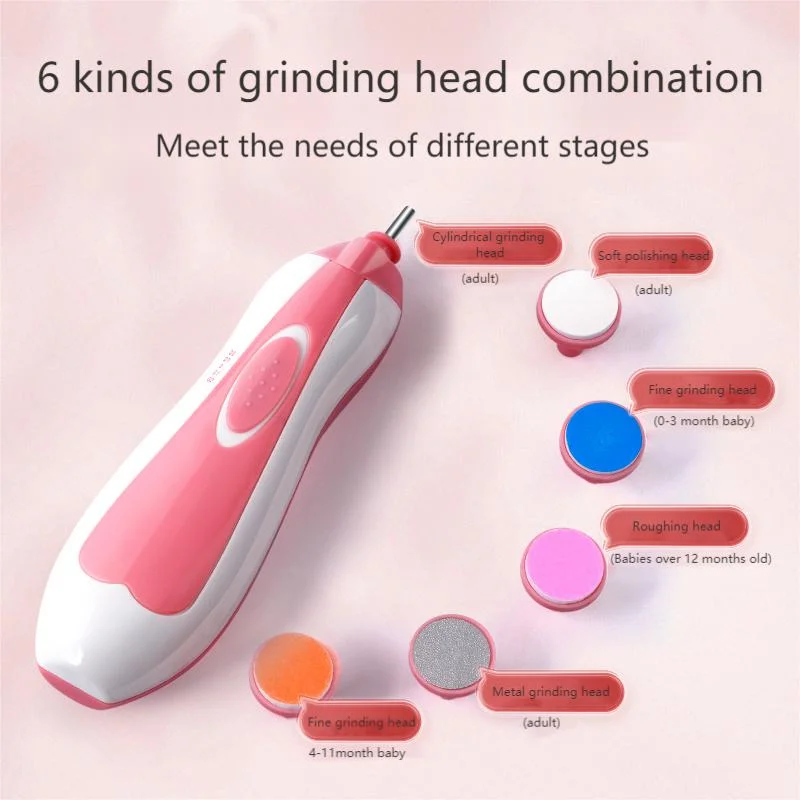 Baby Nail File Electric Nail Trimmer of Manicure Set with Nail Clippers LED Light and 7 Grinding Heads Nail Polish for Nail Beauty