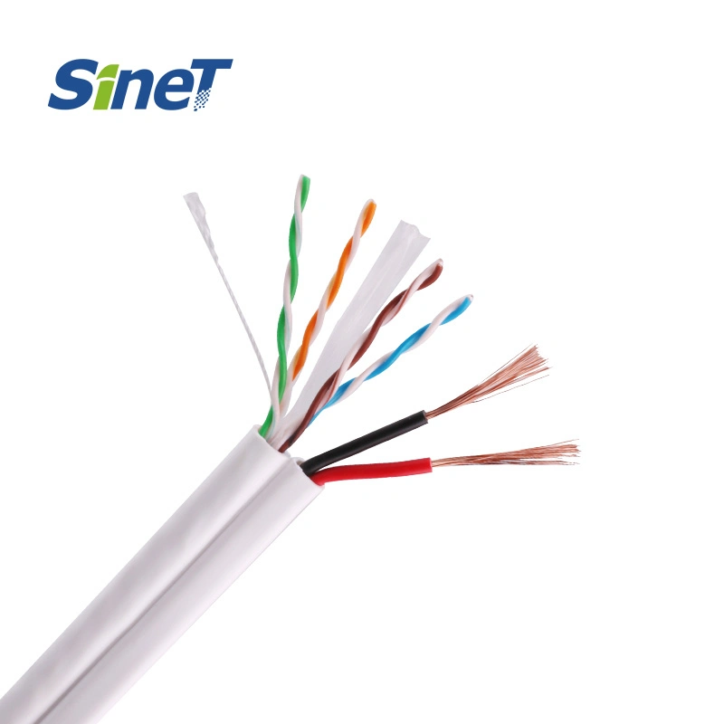 CCTV Camera Connect Networking Cable CAT6 with 2DC Cable Siamese CAT6 Cables Support Poe LAN