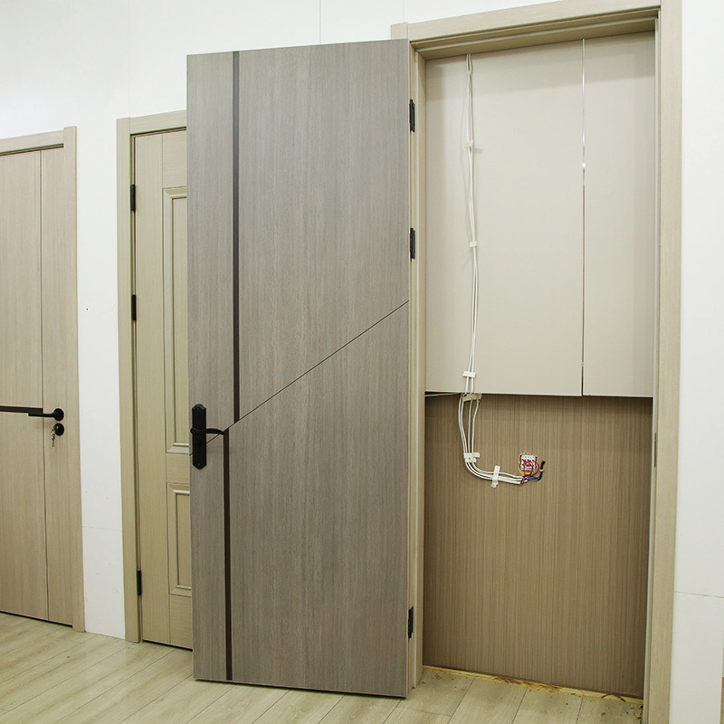 Porta de madeira moderna e simples MDF porta de melamina PVC Doorf06