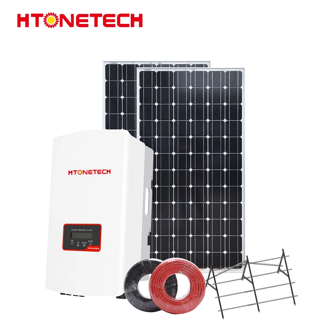 Однофазное питание системы Htonetech от гибридной солнечной инвертор солнечной энергии Панельная система 24 в Китай Производство солнечных батарей 5 квт ВКЛ. Системы GRID