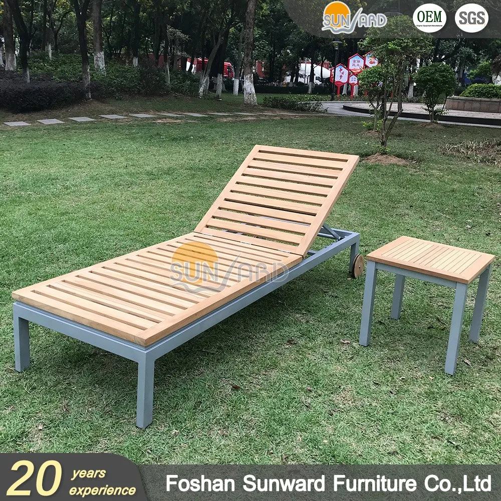 Wholesale/Supplier Outdoor Leisure Wholesale/Supplier Patio Customized Beach Garden Resort Hotel Pool Aluminum Teak Sun Lounge Chair