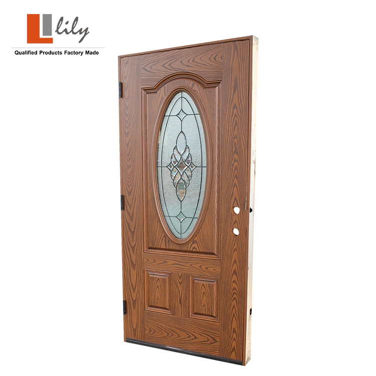 Professional Factory Waterproof Eco-Friendly Wooden Plastic Panel Modern Design Exterior FRP Door