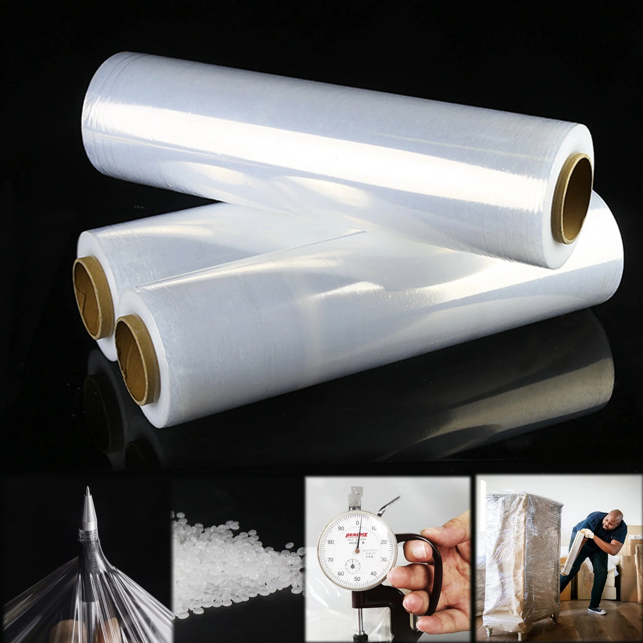 Free Sample Transparent White LLDPE 500mm 450mm 23micron 17 Micron 18 Inch 17mic Stretch Film Stretch