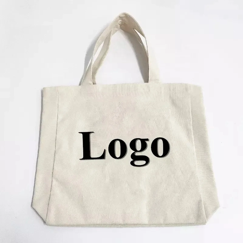 Custom Logo Printed Eco Friendly Large Plain Reusable Organic Shopping Tote Bag Cotton Canvas Bag with Pocket