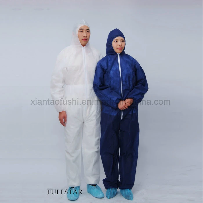 PPE Non-Woven PP/SMS/Microporous Laminated Coverall Type4&5&6 for Safety Protective Coverall Factory