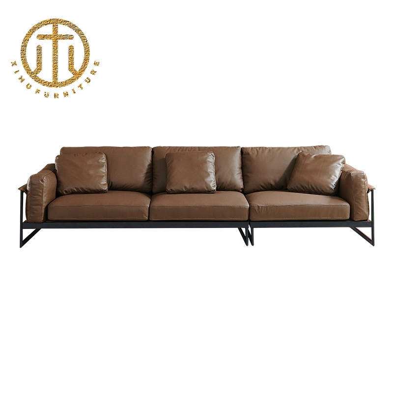 Business Office Sofa Reception Simple Modern Reception Three-Seat Ltalian Leather Office Sofa Coffee Table Combination Can Be Customized Furniture