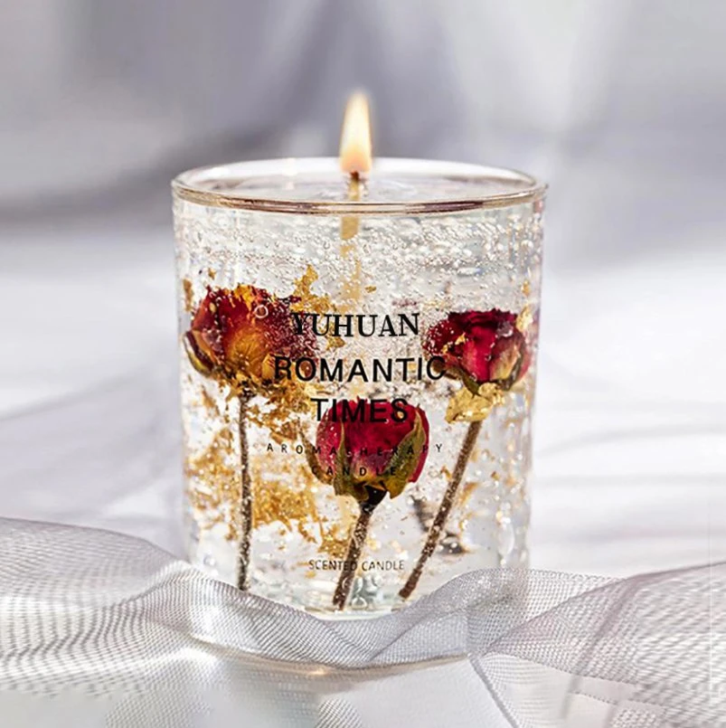 Creative Dried Flower Jelly Glue Gel Type Elastic Smokeless Home Decoration Fragrance Wedding Birthday Gift Scented Candles