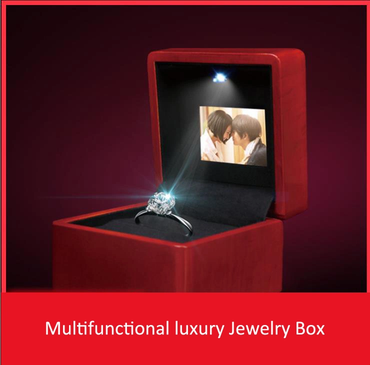 Luxury Paint Wood LED Screen Jewelry Box Music Ring Box