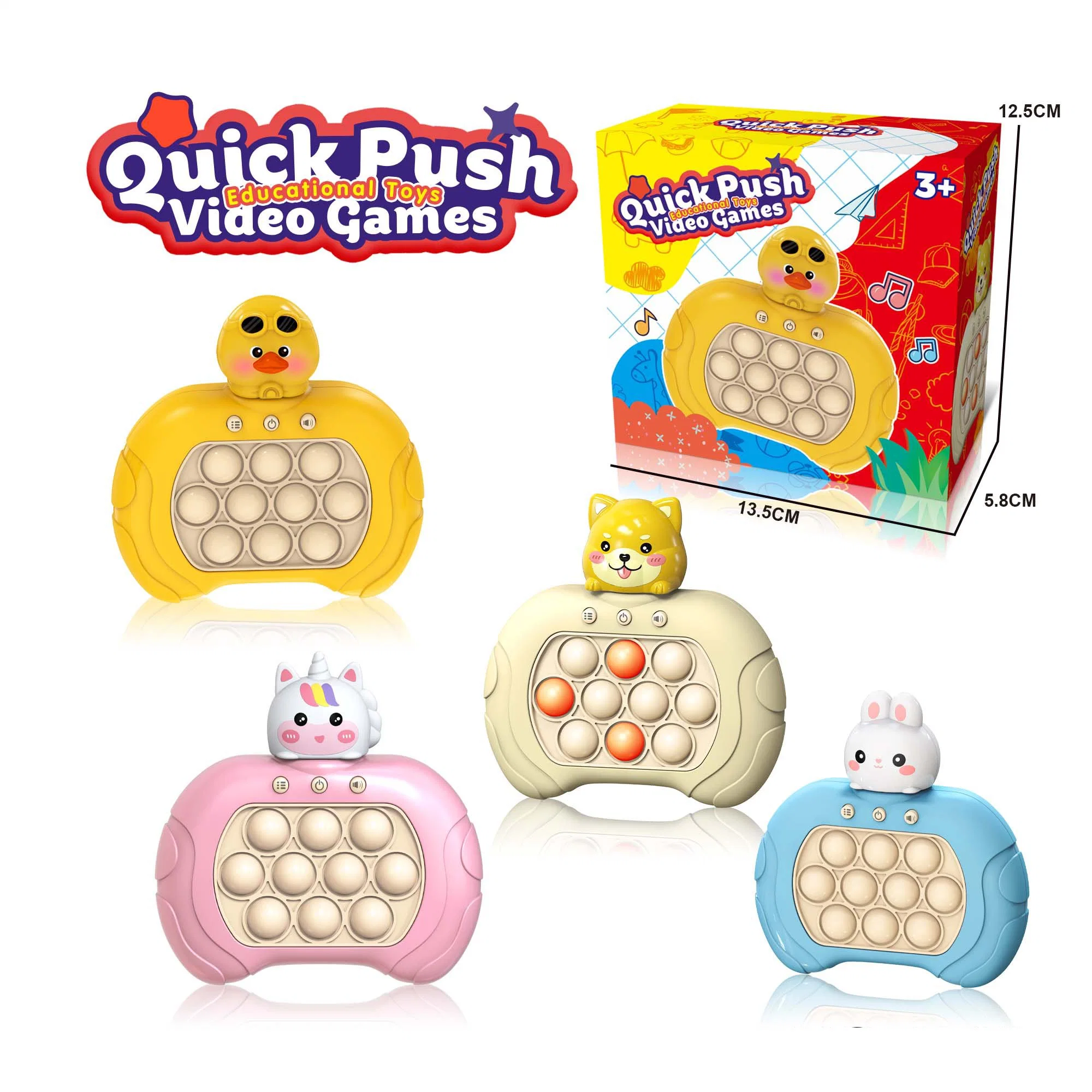 The Second Generation of The Hot Press The Music Game Yellow Duck Rabbit Bear Cartoon Shape to Pass 200 Close with Light Game Machine