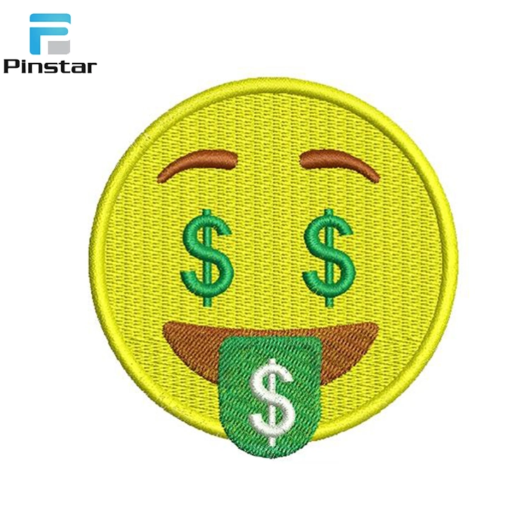 50mm Diameter Iron on Smiley Face Woven Badge Patch