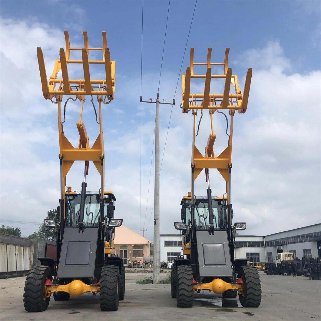 Petite chargeuse à roues 1/1.5/2 tonne Grabber à herbe 360° Log rotatif Grabber à quatre roues motrices chargeur diesel arbre Digger usine de gros machinerie de construction