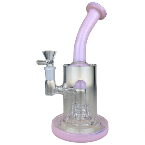 Tubo de água de pendural PERC Banger de matriz de pescoço inclinado Slyme de 8" - com 14m Bowl e 4 mm Banger vidro Vaporizer fumar Tubo de vidro tubo de vidro tubo rígido para fumadores papel de enrolar